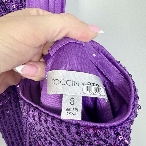 TOCCIN X RTR | Purple Sequin Asymmetrical Dress Women’s Size 8 - Picture 10 of 14
